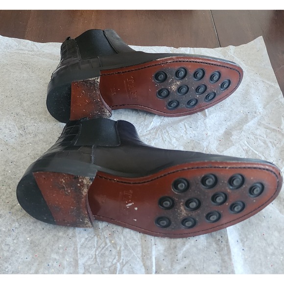 Taft Hiro Black Leather Chelsea Boots Ankle Crocodile Accents Sz 39.5‎ - Picture 2 of 6